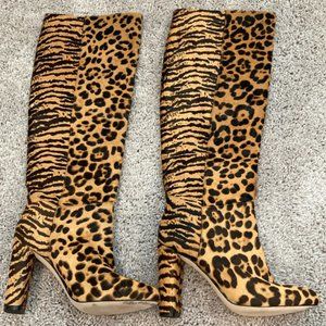 ANTONIO MELANI Leopard and Tiger Print Heeled Boots